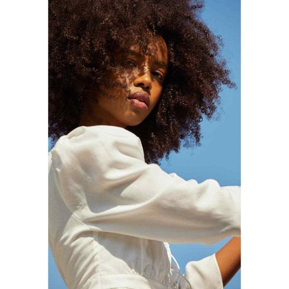 NWT BROCK COLLECTION X H&M COLLABORATION WHITE TIE FRONT LONG SLEEVE TOP SZ XXL - Picture 4 of 9